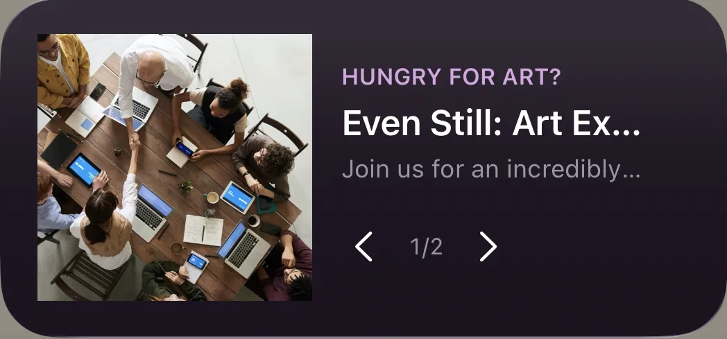 Library app home-screen widget featuring an art promotion